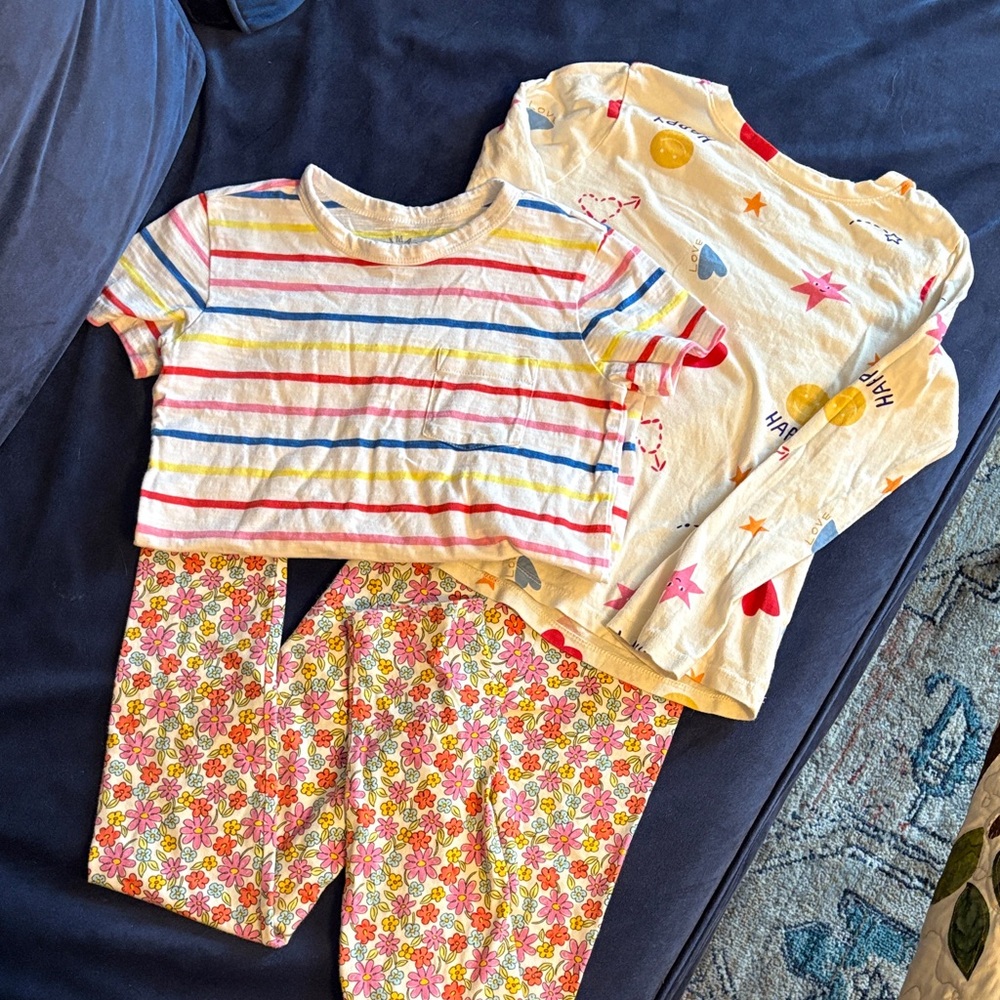 Old Navy Striped and Floral Kids Pajama Set